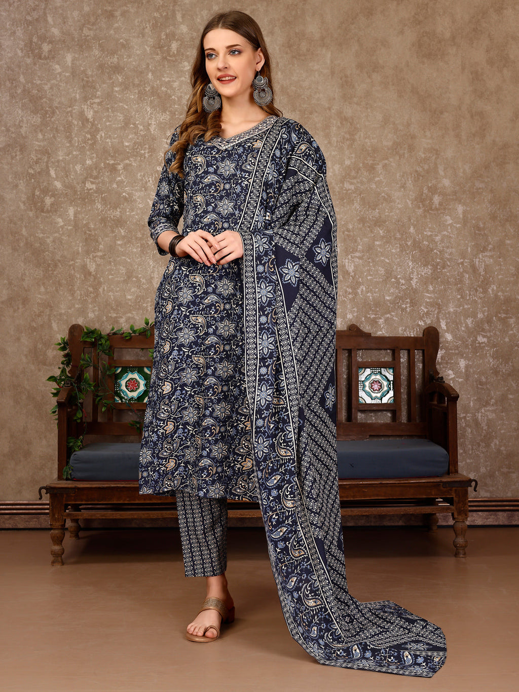 Multicolor embroidered and printed casual wear kurta set