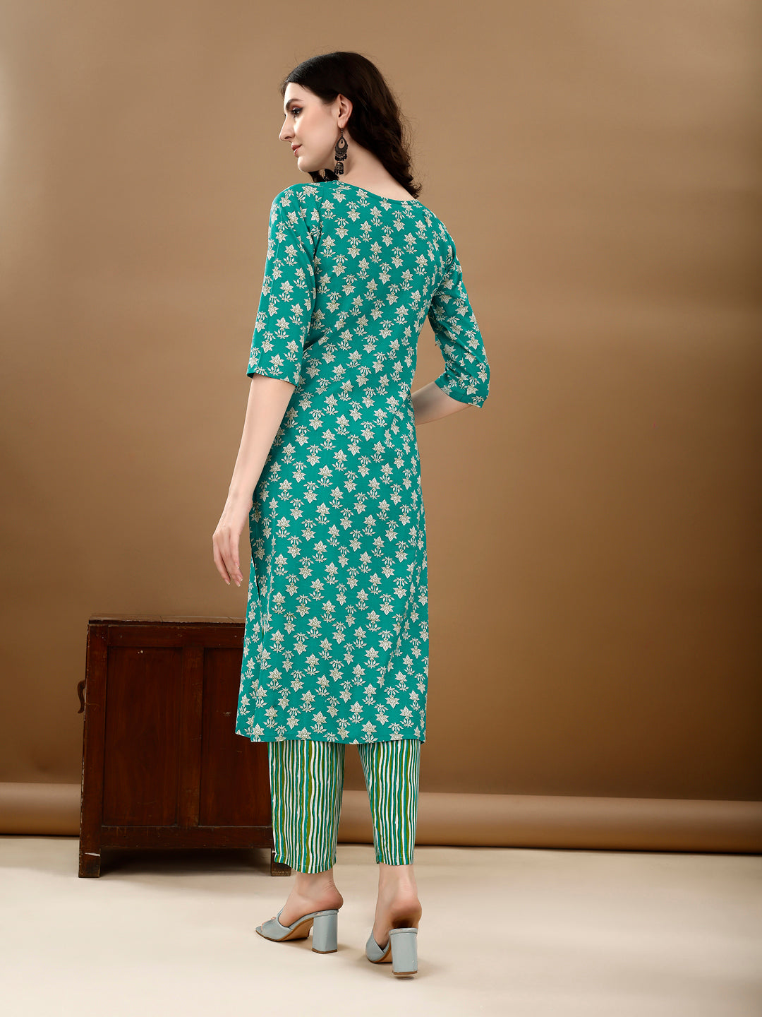 Multicolor Ethnic Motifs Printed Kurta Set with Pant and Dupatta