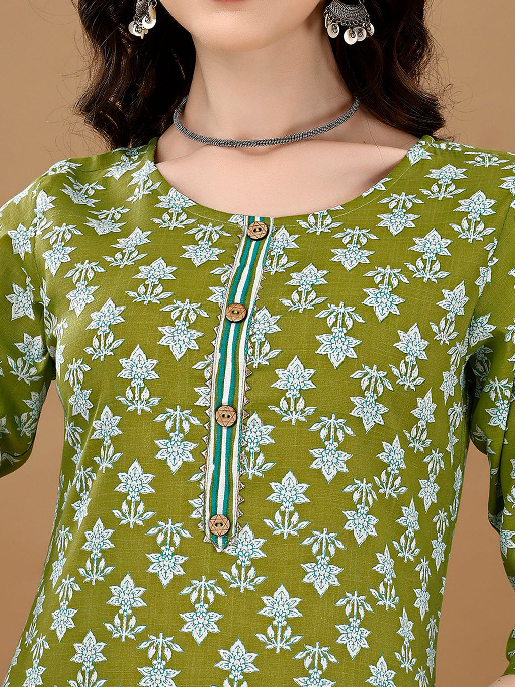 Multicolor Ethnic Motif Print Kurta Set with Pant and Dupatta