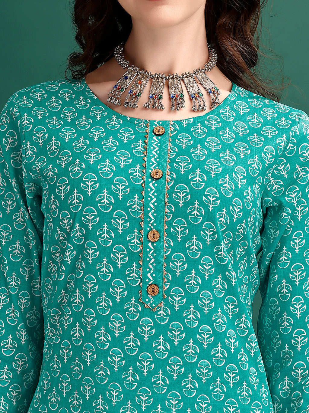 Blue Ethnic Motifs Printed Kurta Set with Pant and Dupatta