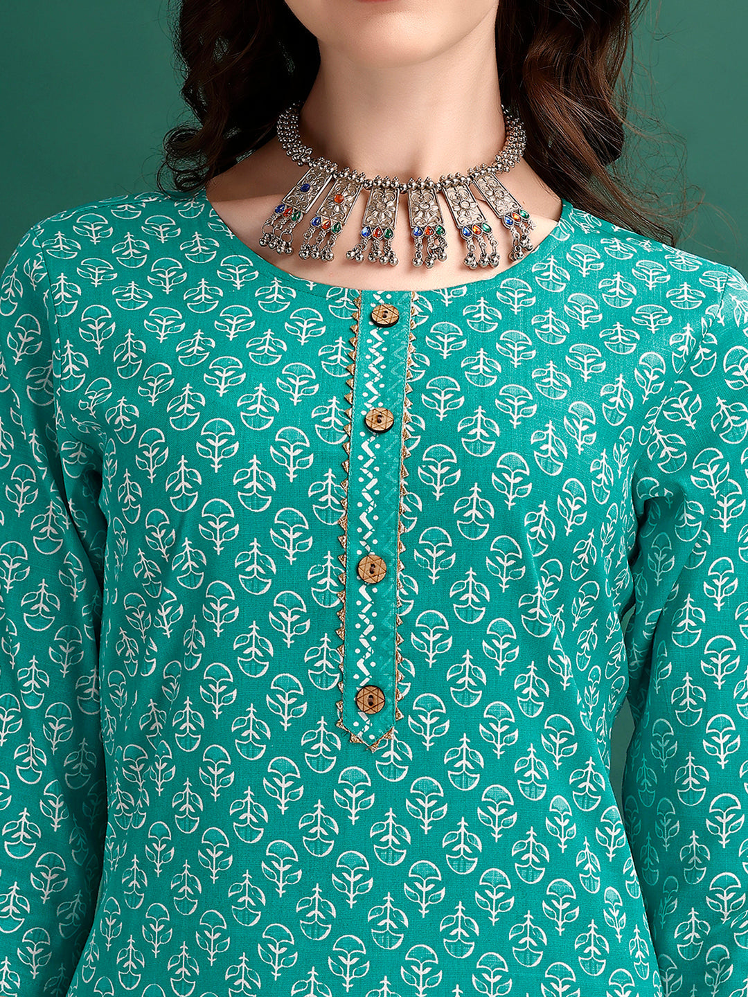 Blue Ethnic Motifs Printed Kurta Set with Pant and Dupatta