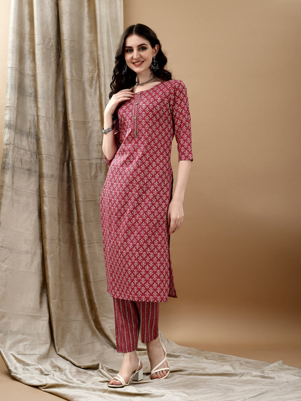 Pink Ethnic Motifs Printed Kurta Set with Pant and Dupatta