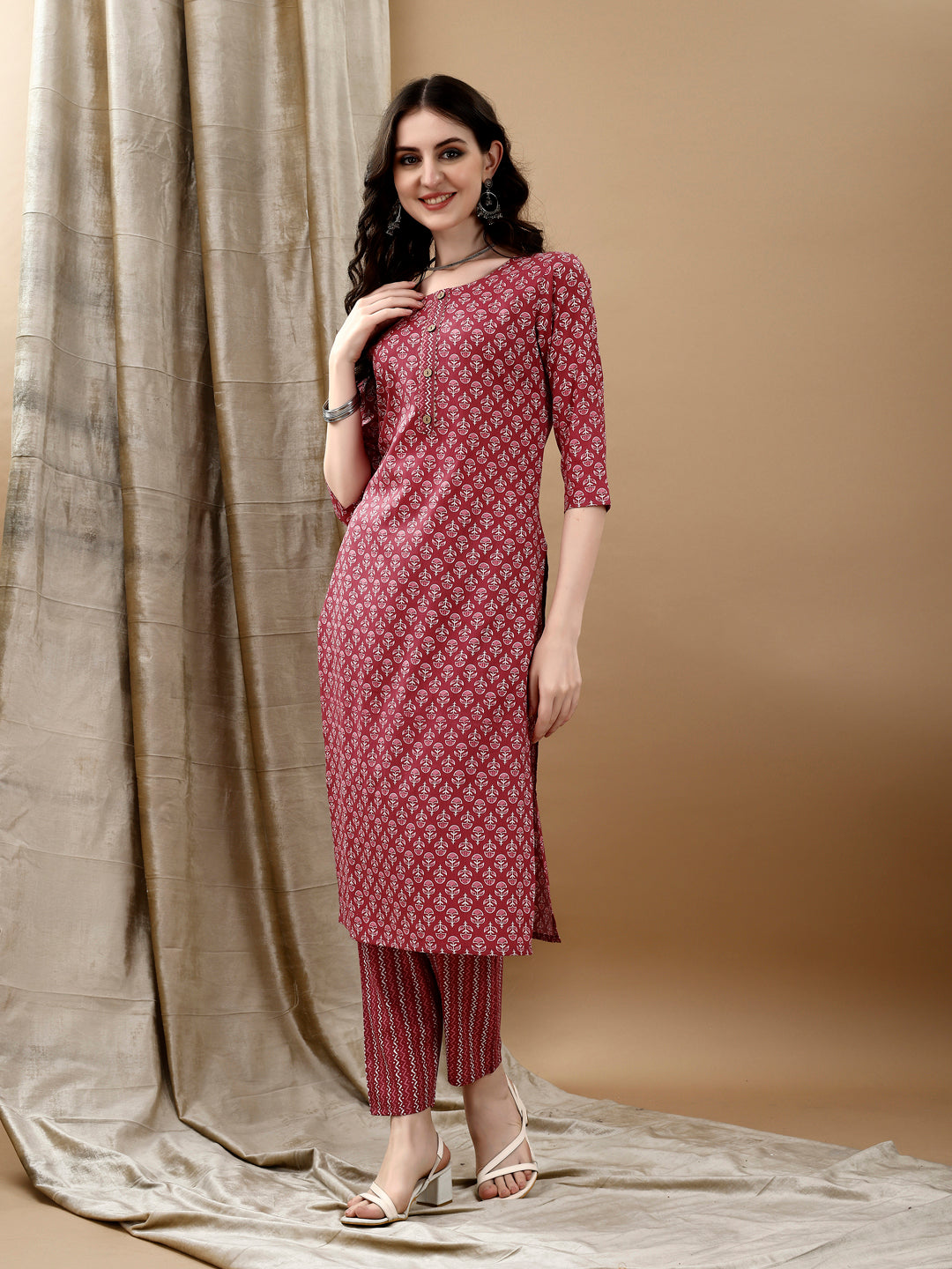 Pink Ethnic Motifs Printed Kurta Set with Pant and Dupatta