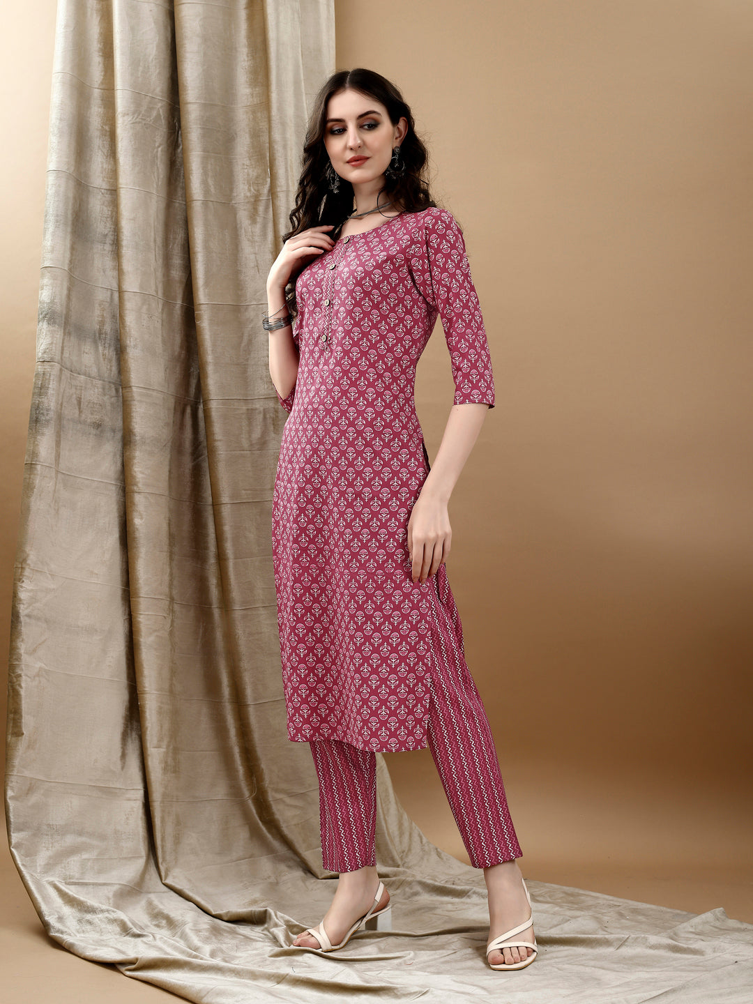 Pink Ethnic Motifs Printed Kurta Set with Pant and Dupatta
