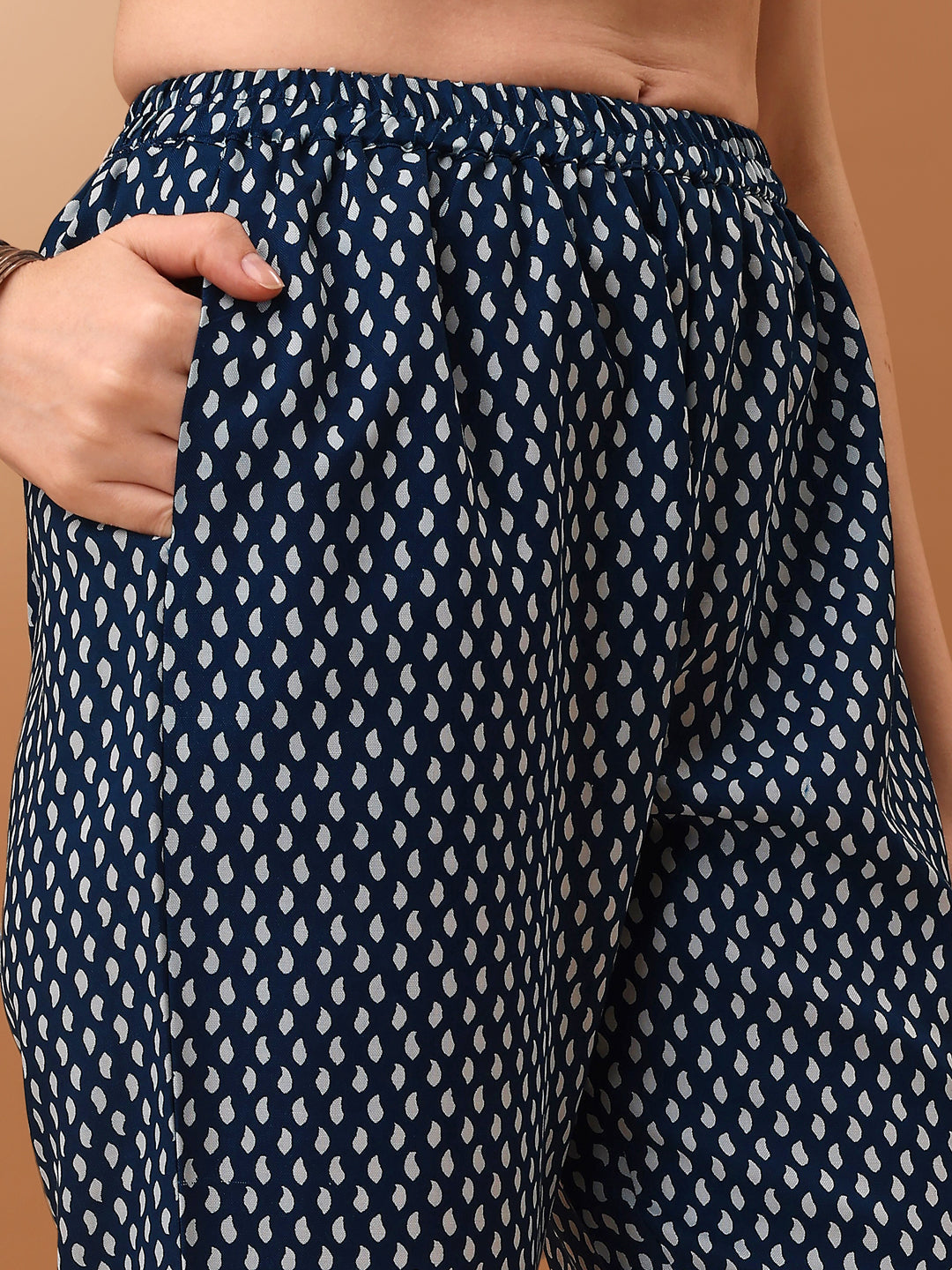 Blue Nyra Cut Ethnic Motifs Printed Kurta Set with Dupatta