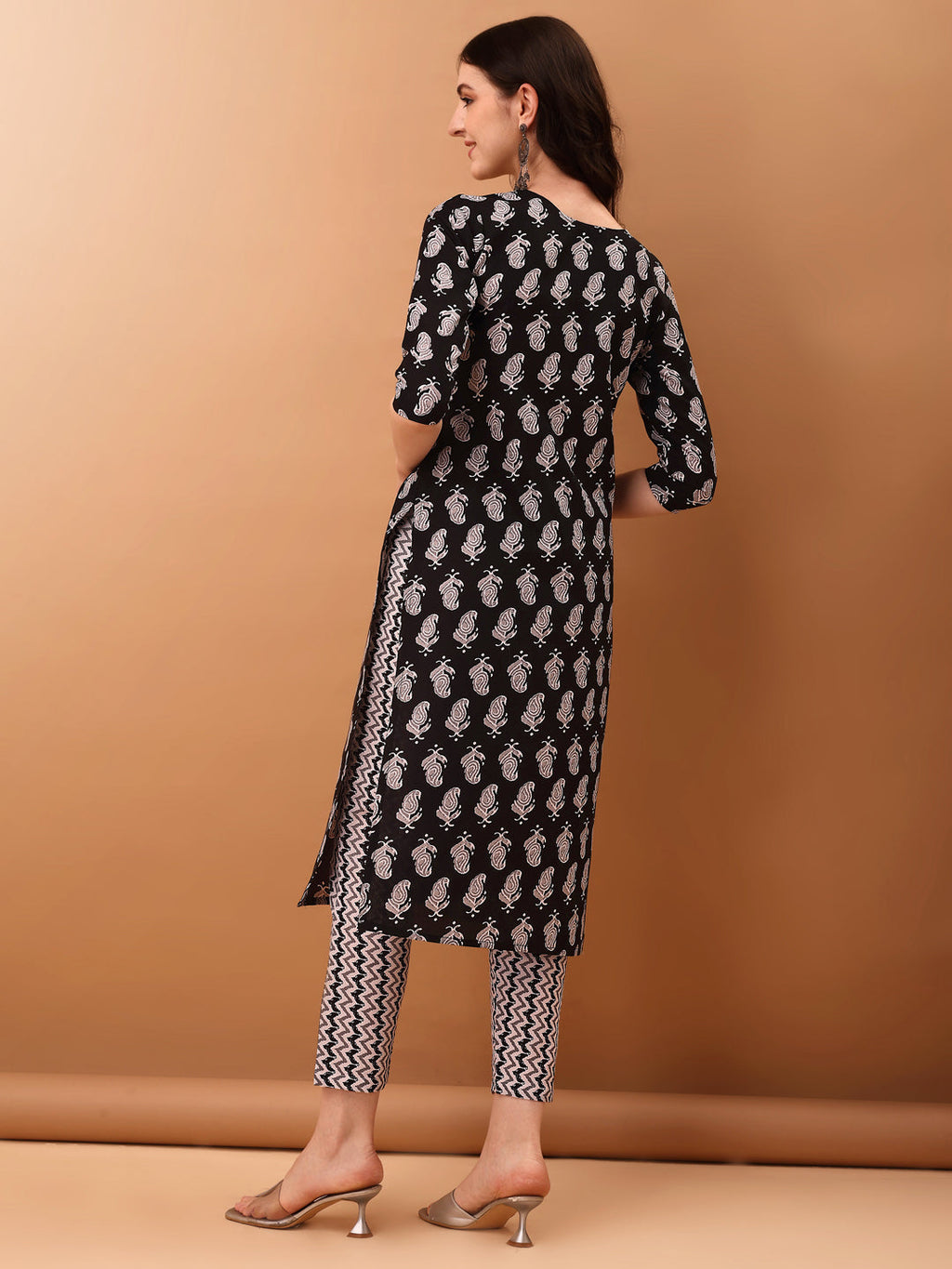 Black Floral Printed Kurta Set with Pant and Dupatta