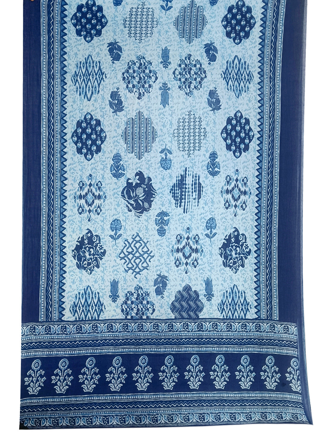 Blue Floral Printed Flared Kurta Set with Pant and Dupatta