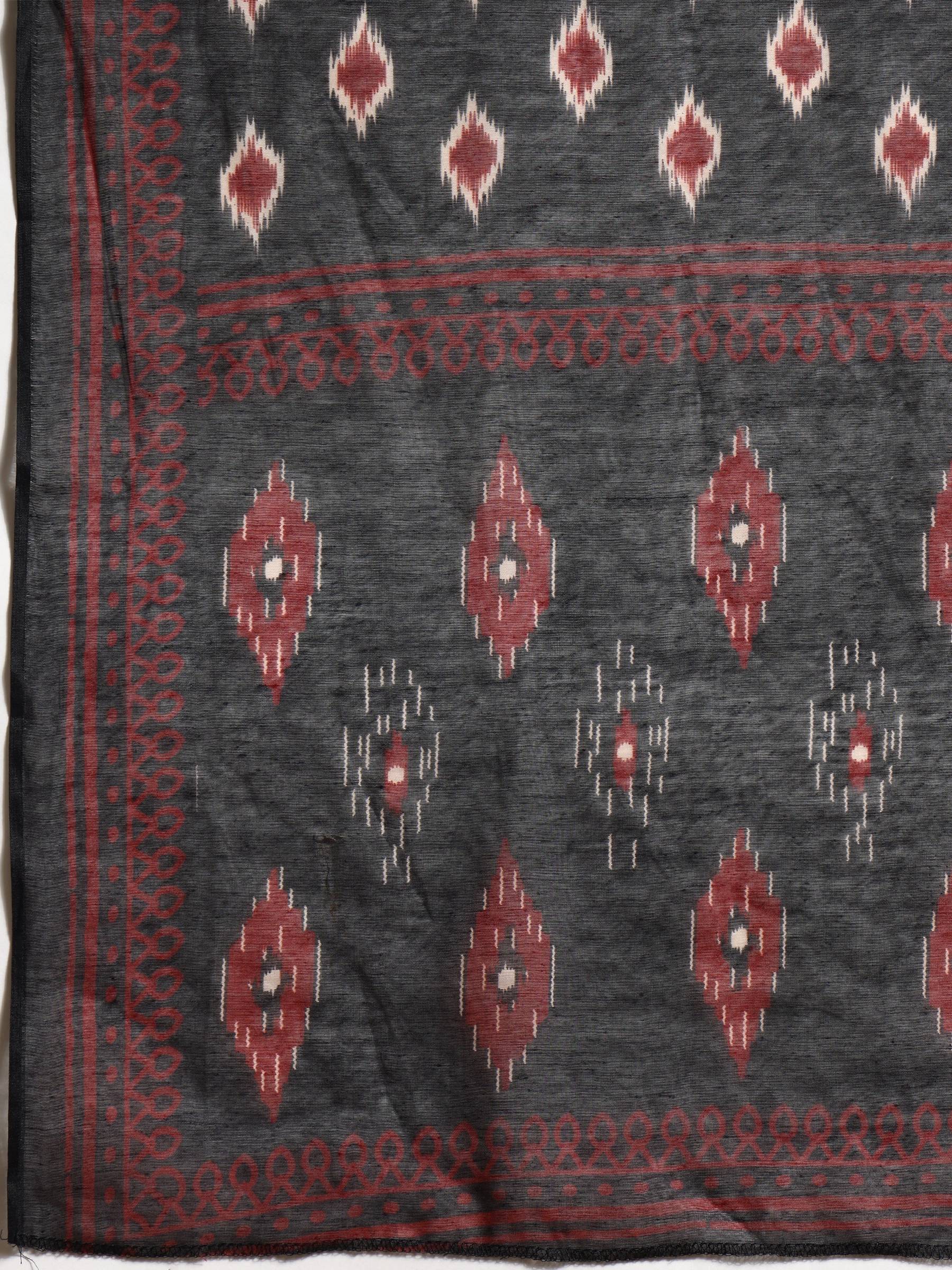 Black Ethnic Motifs Printed A-Line Kurta Set with Pant and Dupatta