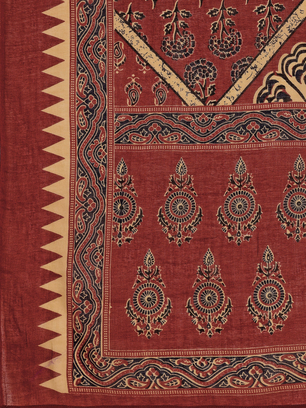 Rust Flared Ethnic Motifs Printed Kurta Set with Palazzo