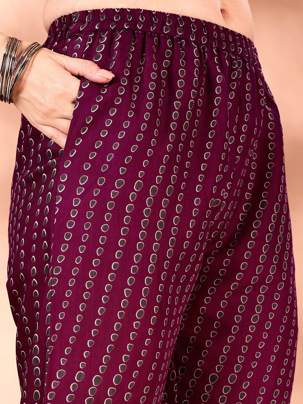 Embroidered Purple Ethnic Printed Flared Kurta Set with Dupatta