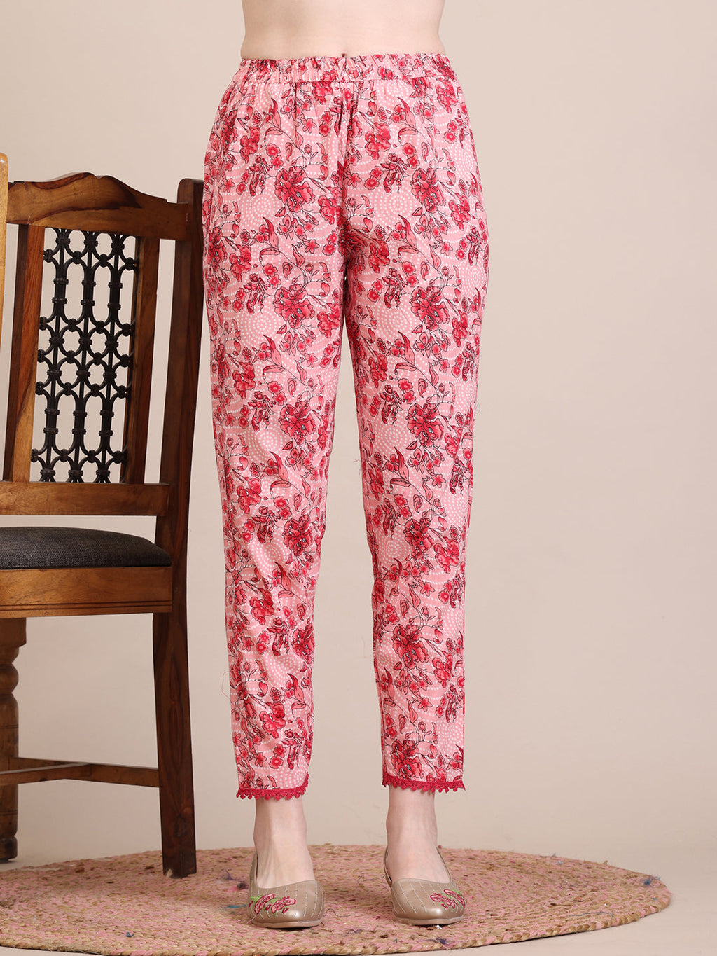 Floral Printed Flared Anarkali Kurta Set with Pant and Dupatta