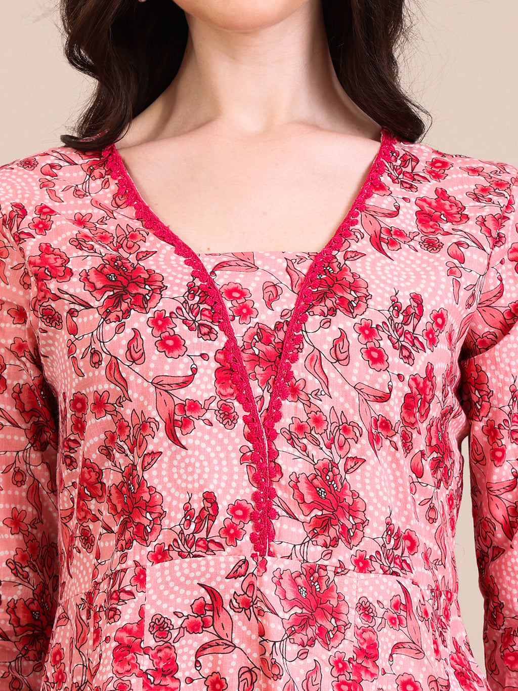 Floral Printed Flared Anarkali Kurta Set with Pant and Dupatta