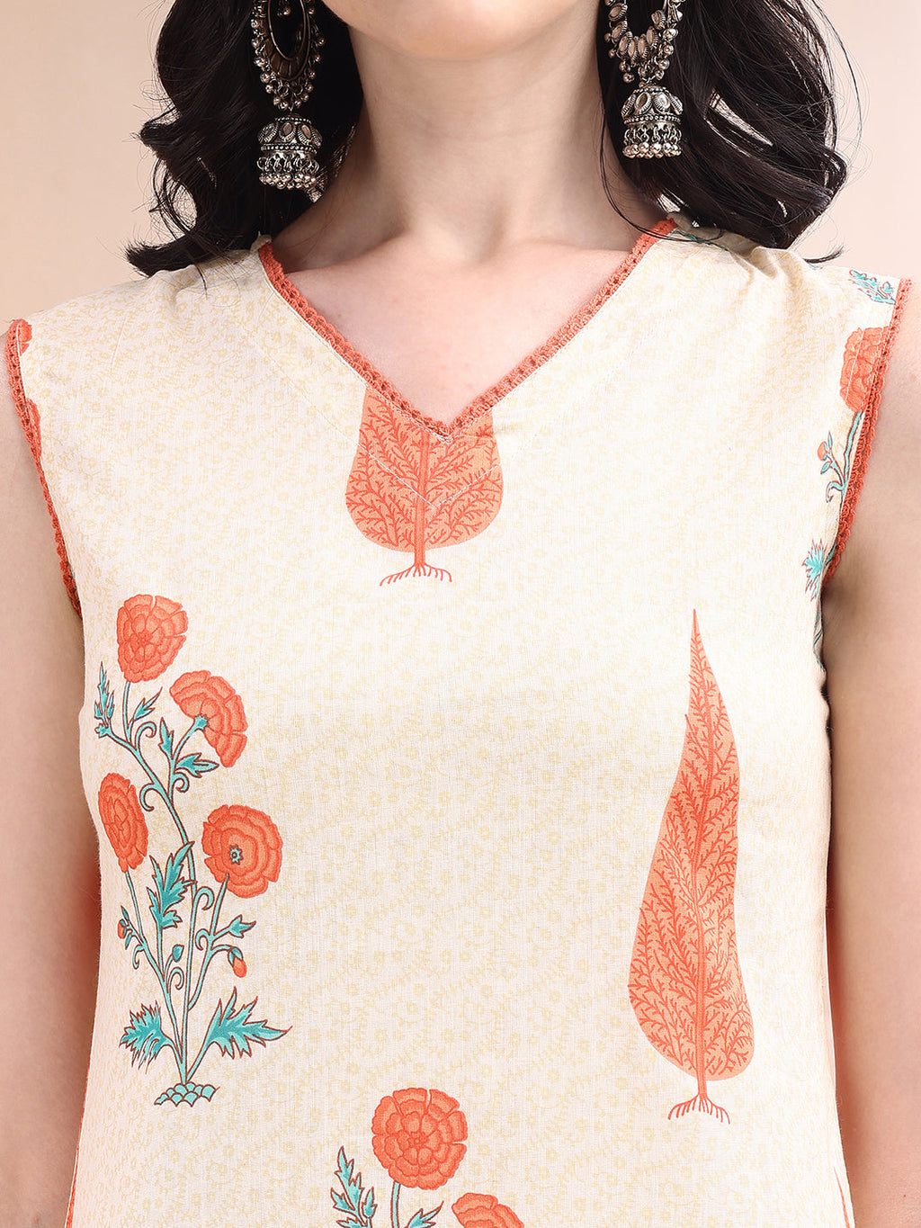 Orange Ethnic Motifs Printed Kurta Set with Pant and Dupatta