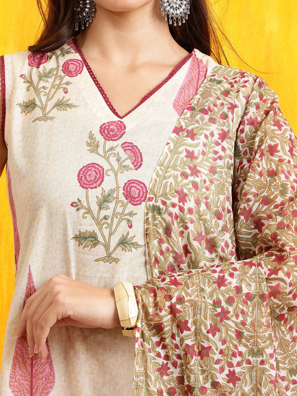Pink Ethnic Motifs Printed Kurta Set with Printed Dupatta