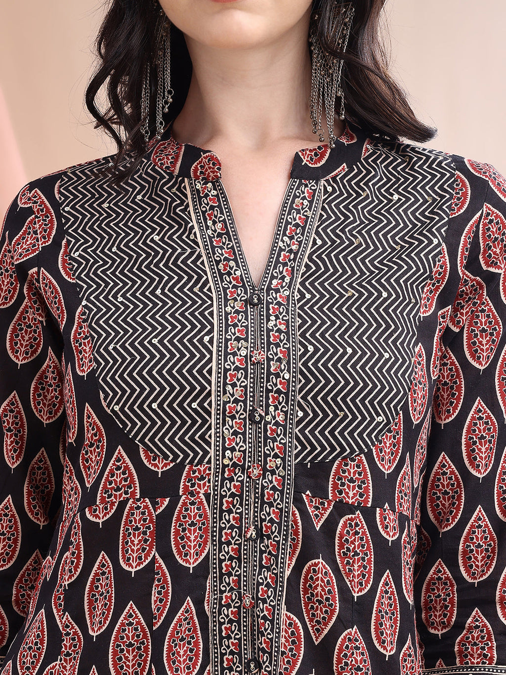 Front Slit A-Line Printed Kurta Set with Pant and Dupatta