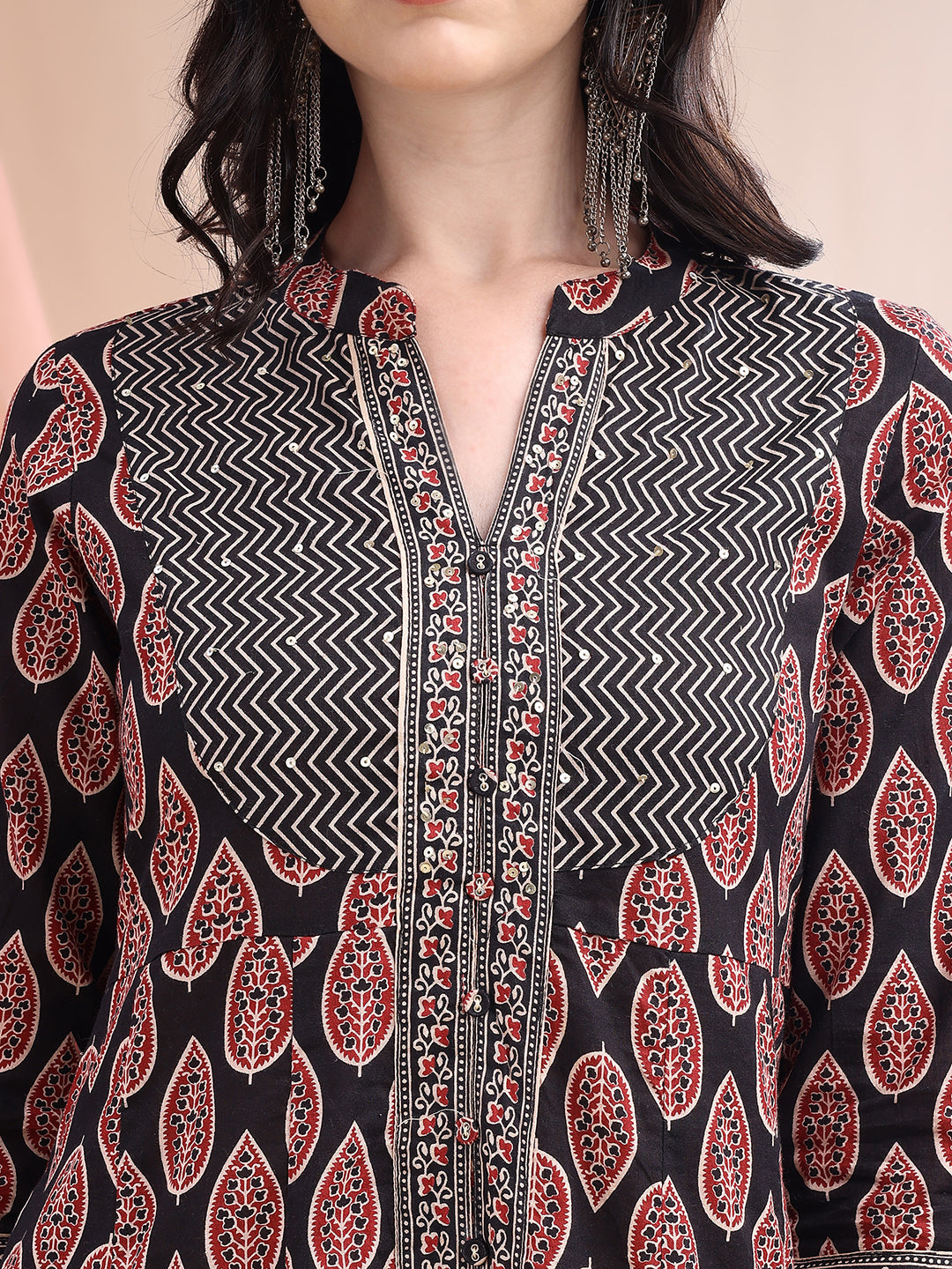 Front Slit A-Line Printed Kurta Set with Pant and Dupatta