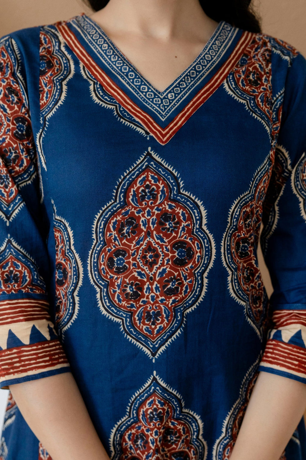 Blue Ethnic Motif Printed Anarkali Kurta Set with Pants & Dupatta