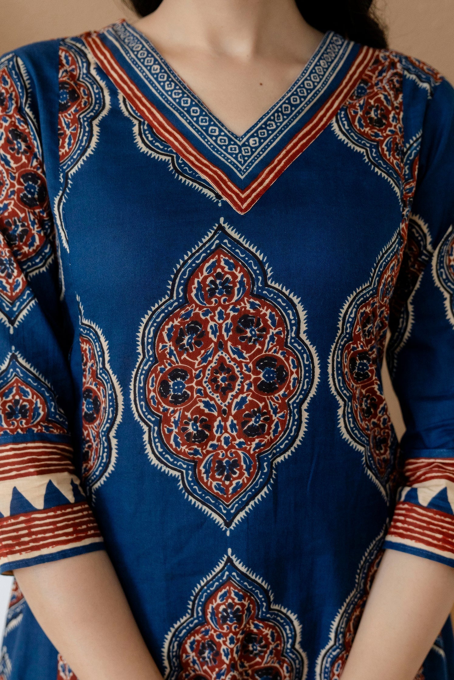 Blue Ethnic Motif Printed Anarkali Kurta Set with Pants & Dupatta
