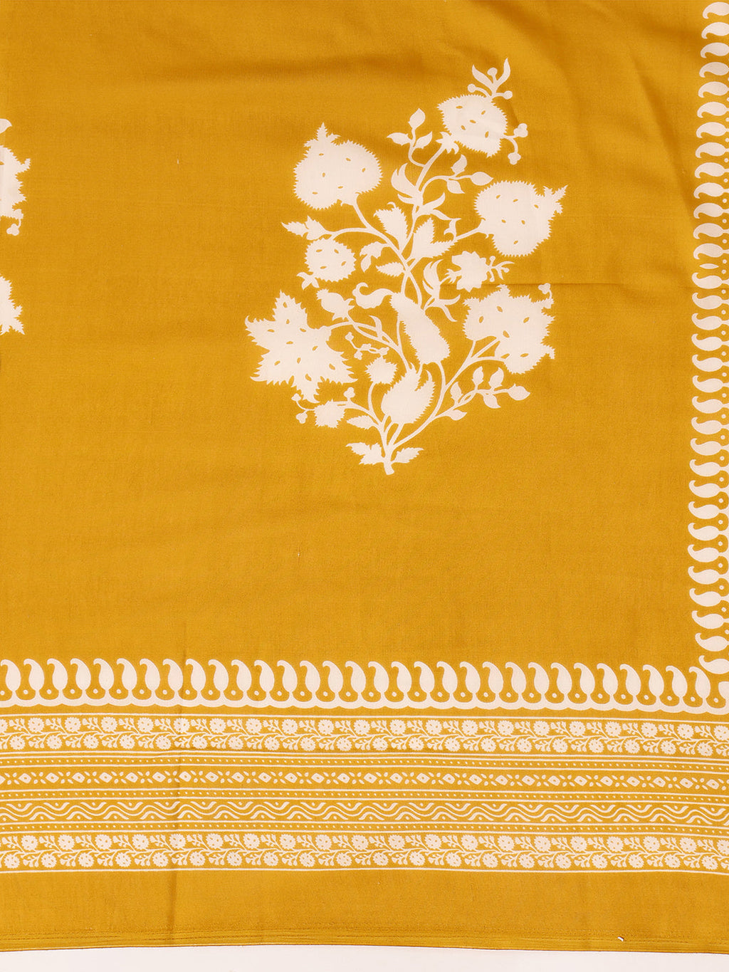 Mustard Embroidered & Printed Flared Kurta Set with Palazzo