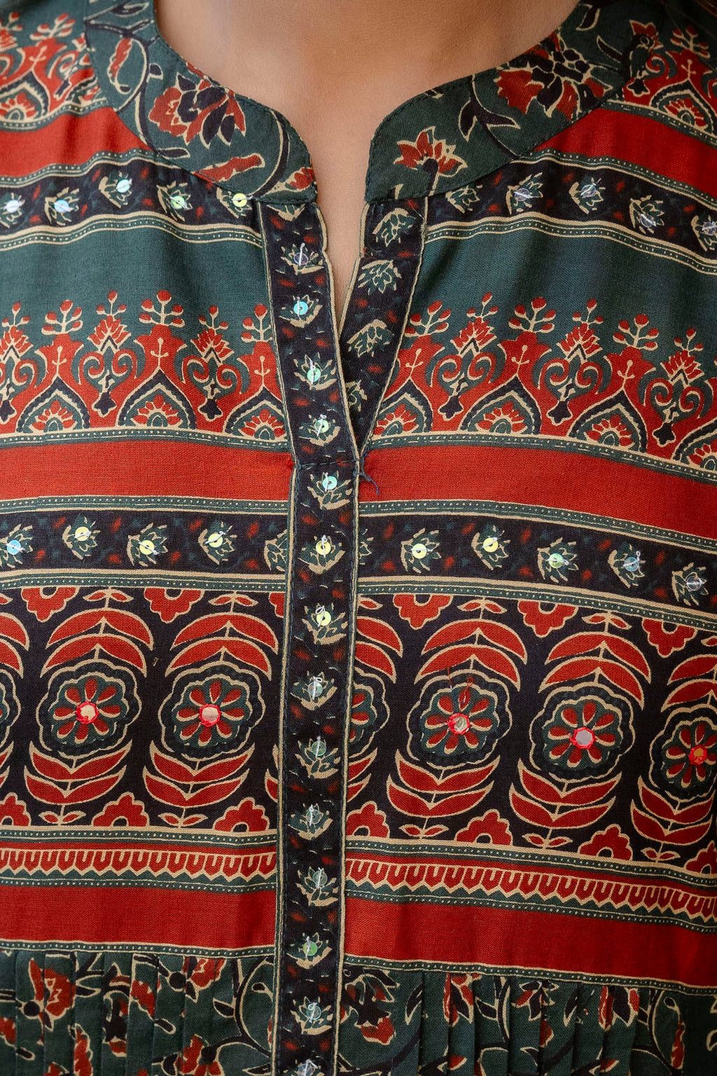 Bottle-Green A-Line Kurta Set with Pant and Coordinated Dupatta