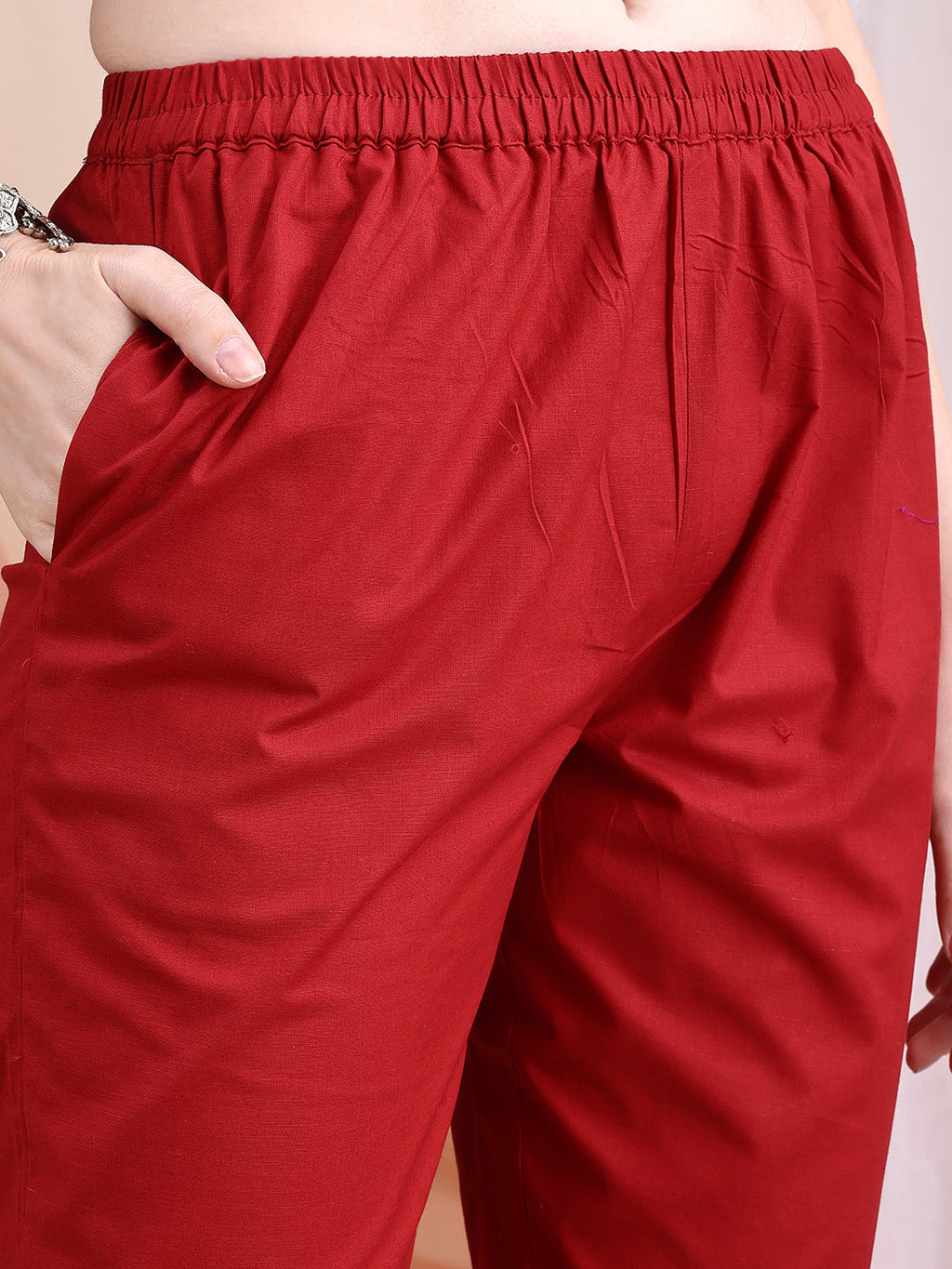 Maroon Embroidered Anarkali Kurta Set with Pant and Dupatta