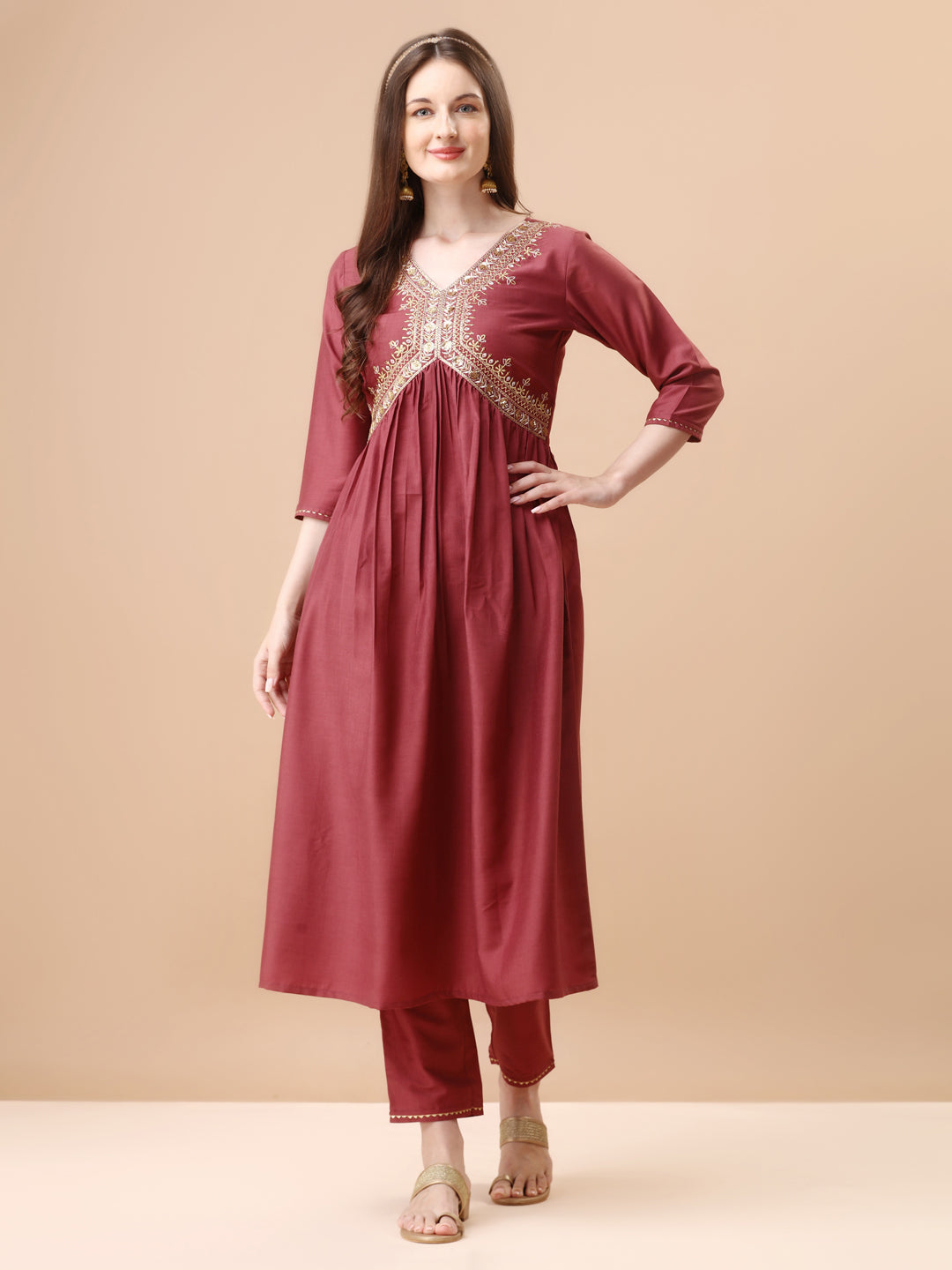 Alia Cut Sequined Embroidered Kurta Set with Banarasi Silk Dupatta