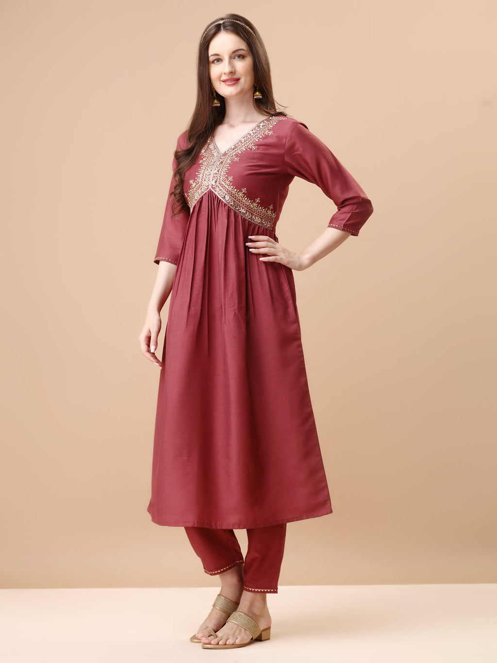 Alia Cut Sequined Embroidered Kurta Set with Banarasi Silk Dupatta