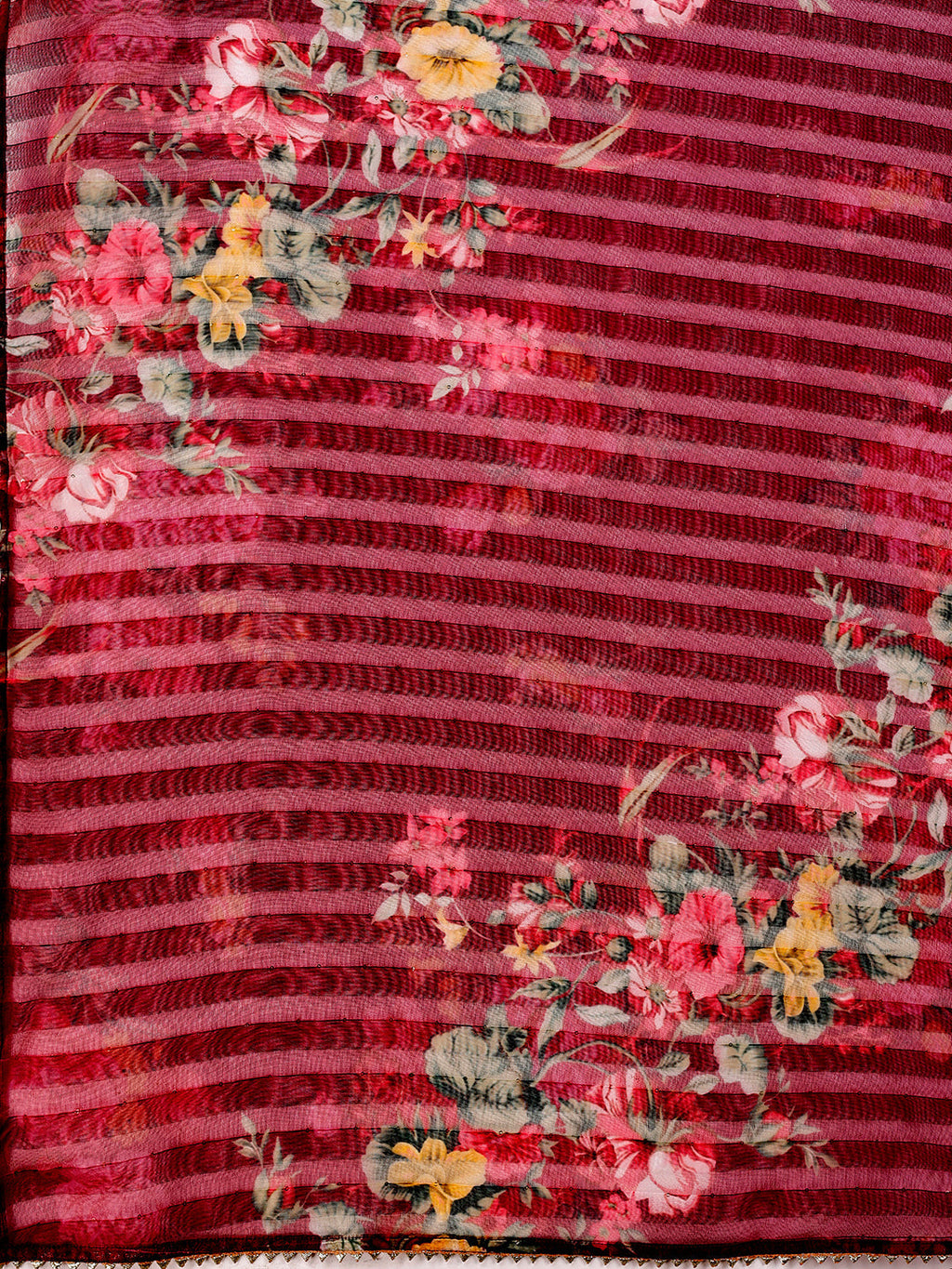 Multicolor Hand Embroidered Kurta Set with Organza Dupatta