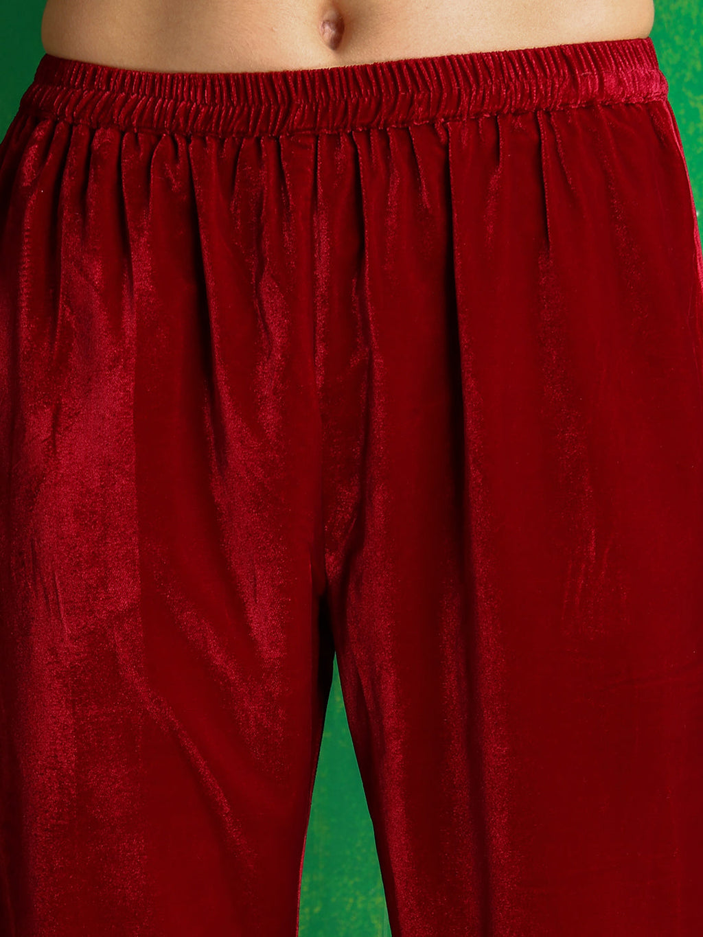 Maroon Velvet Embroidered Kurta Set with Embroidered Dupatta