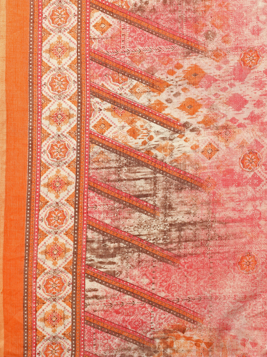 Orange & Pink Printed Rayon Kurta Pant & Dupatta Set