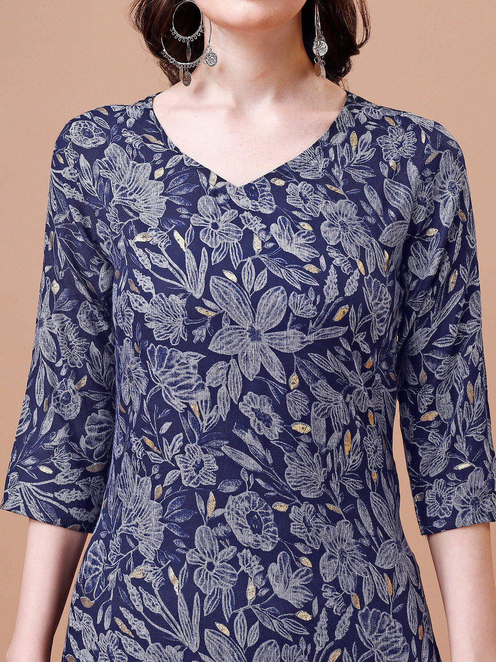 Women Floral Printed Casual Kurta With Pant Set - Multicolor