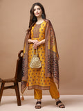 Multicolor kurta set featuring ethnic motifs, embroidery, and a matching dupatta
