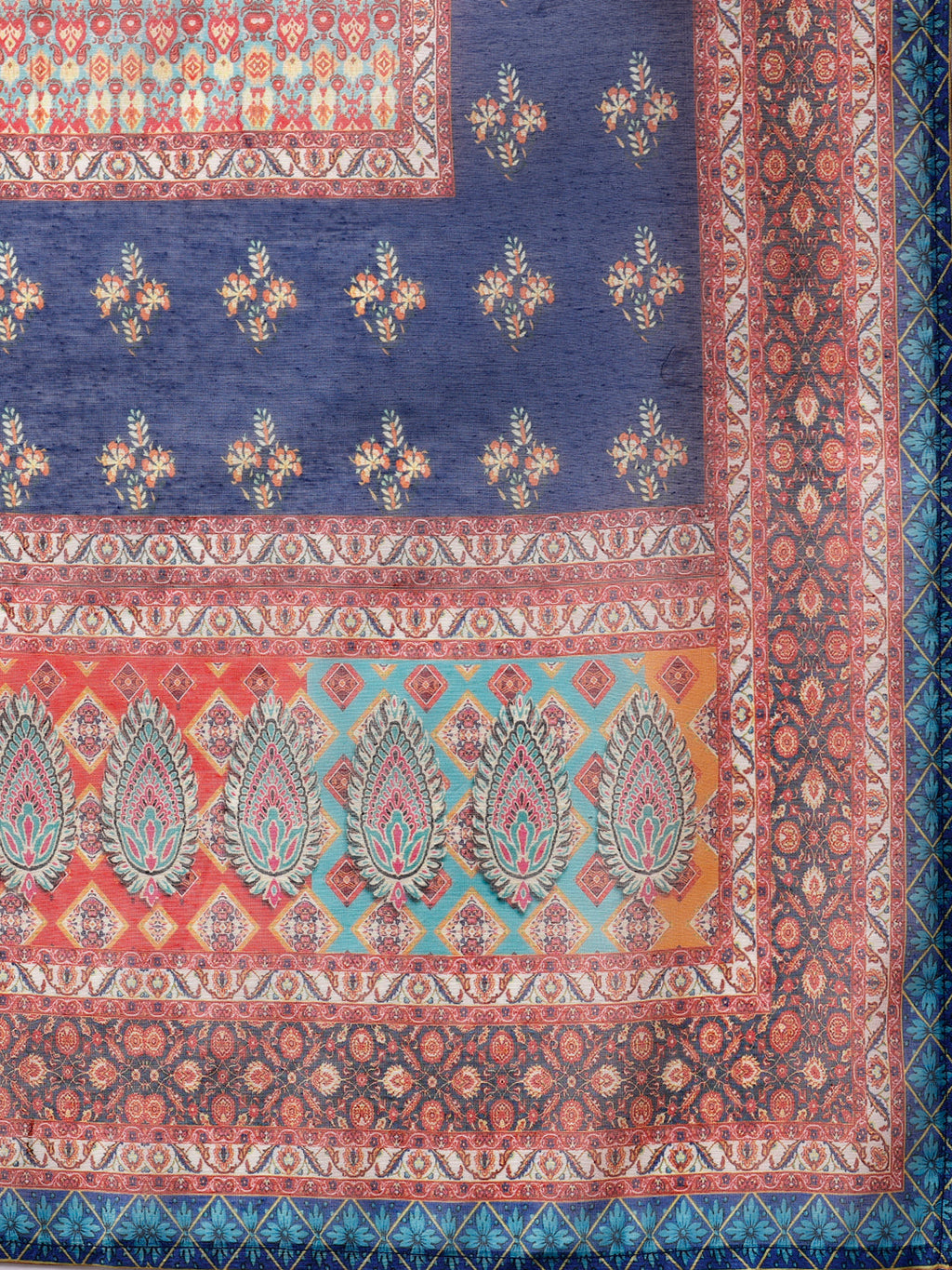 Multicolor Printed Chanderi Kurta Set with Pant and Dupatta