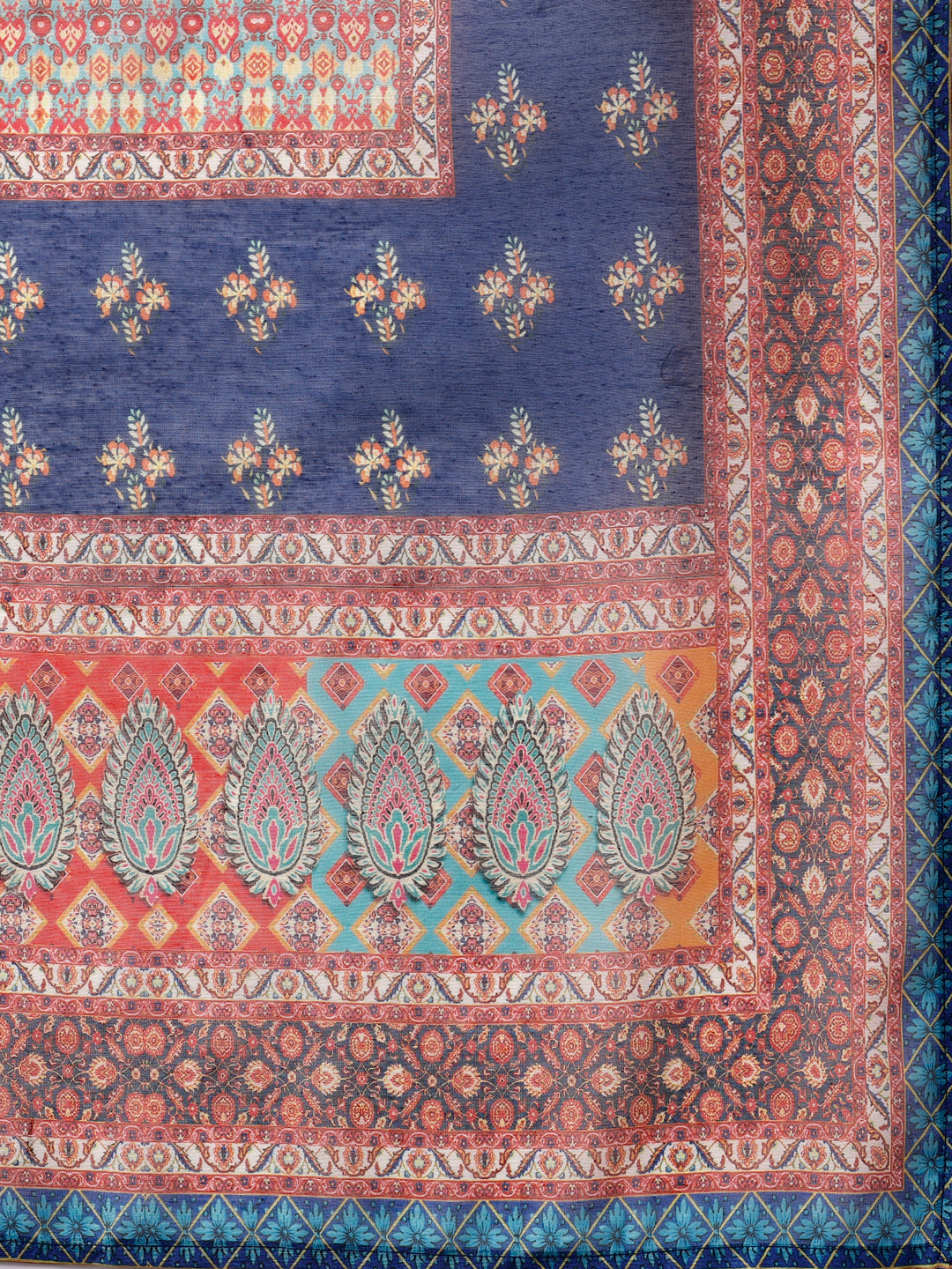 Multicolor Printed Chanderi Kurta Set with Pant and Dupatta
