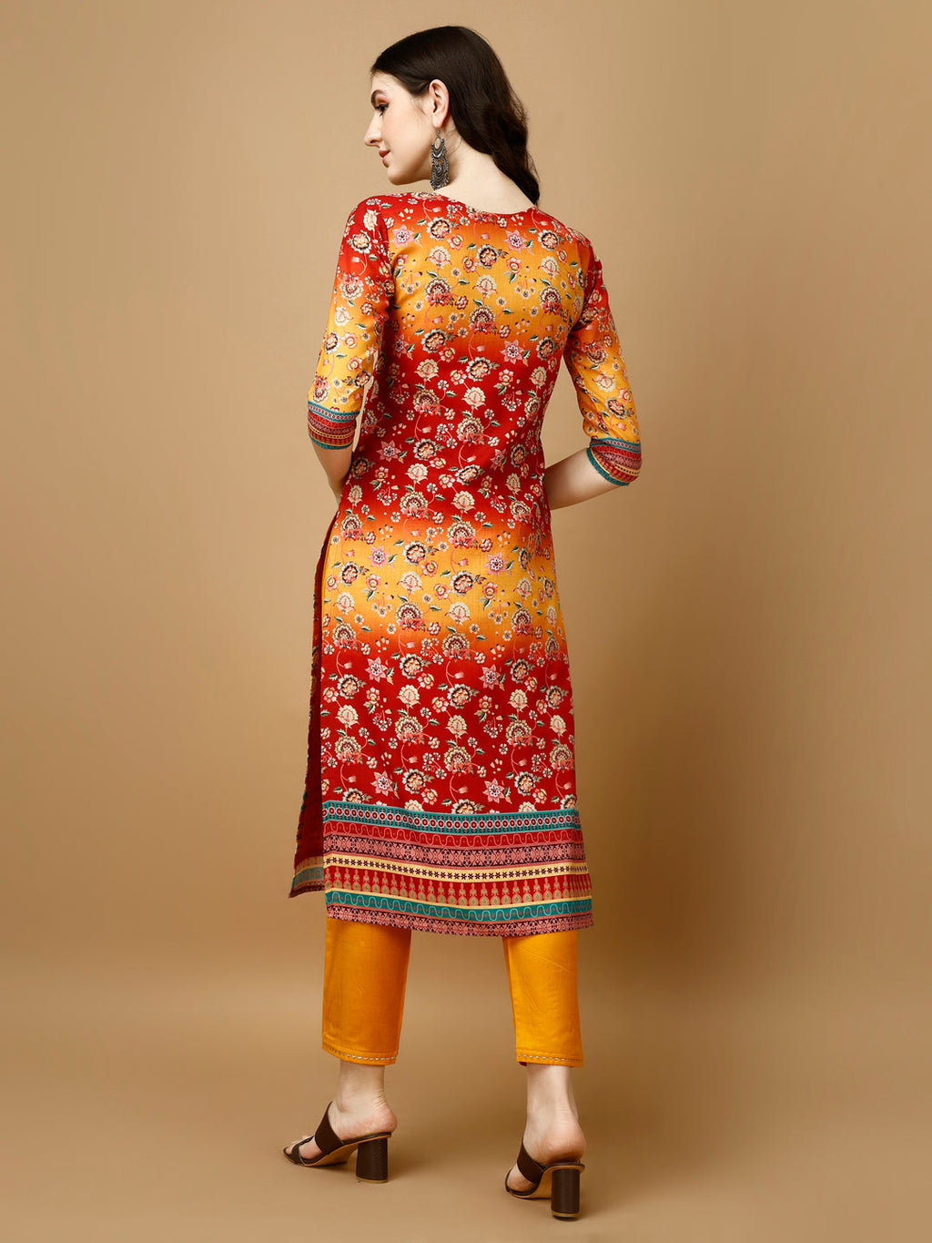 Multicolor Hand Embroidered & Printed Kurta Set with Dupatta