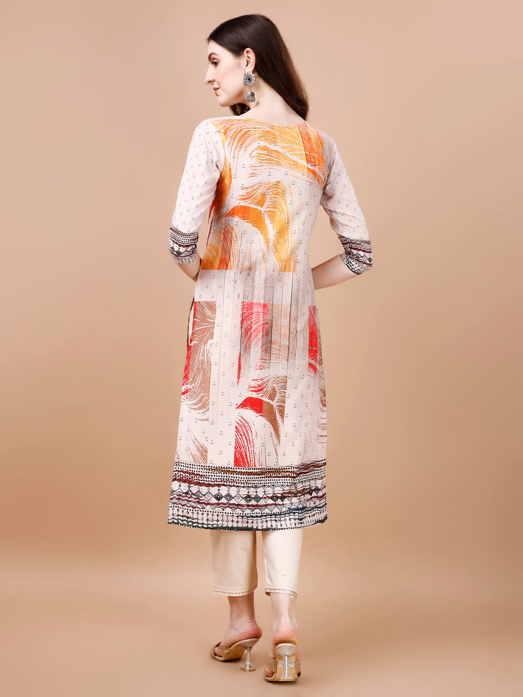 Hand Embroidered Multicolor Muslin Kurta with Pant and Dupatta Set