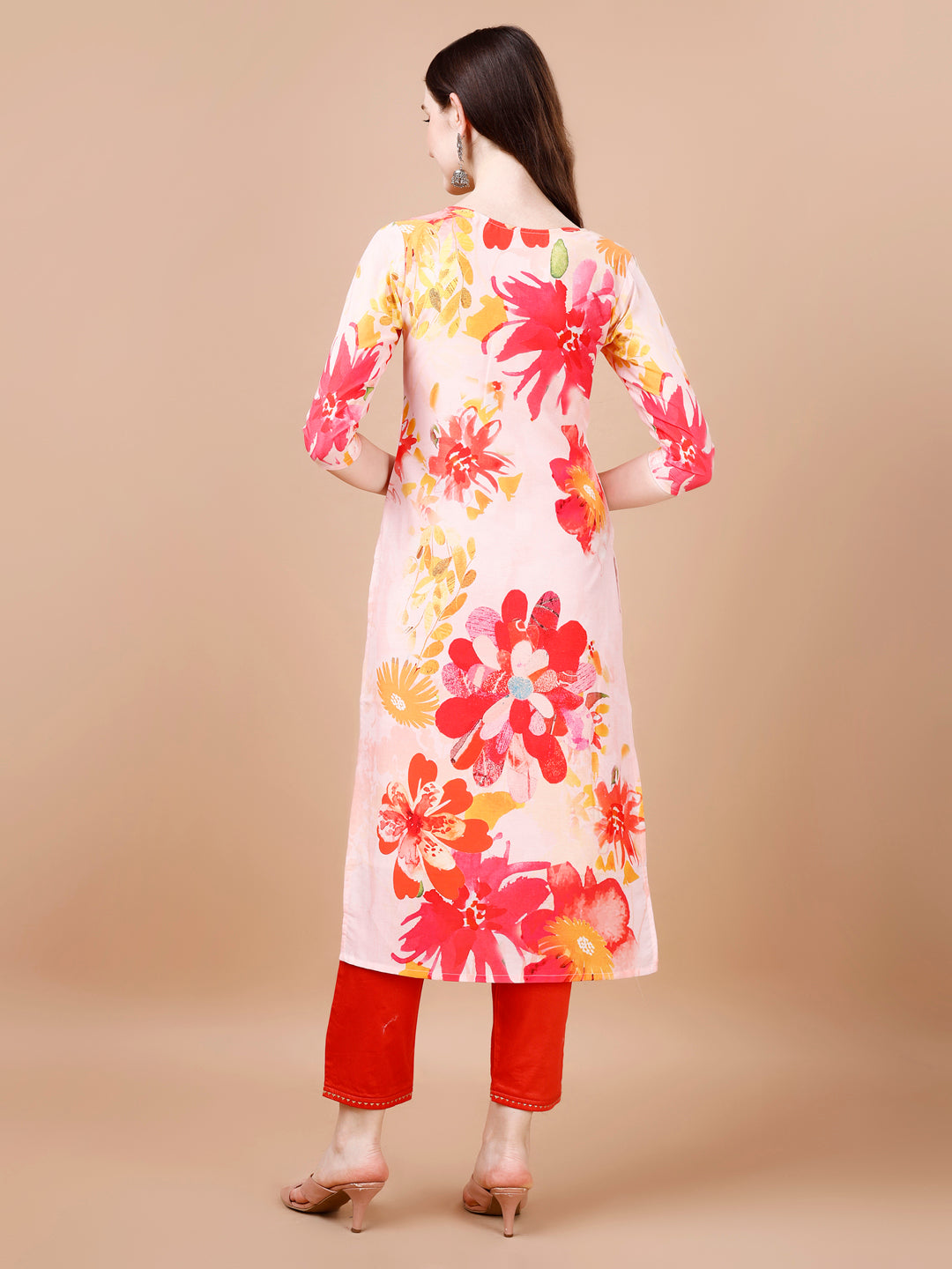 Multicolor Hand Embroidered Muslin Kurta Set with Dupatta
