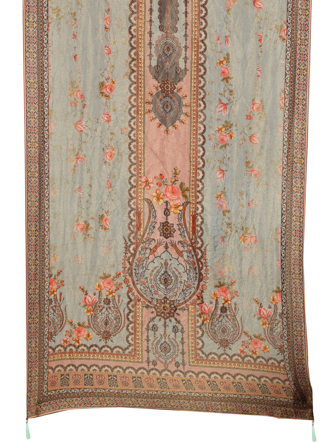 Green Hand Embroidered Pure Silk Kurta Set with Printed Dupatta