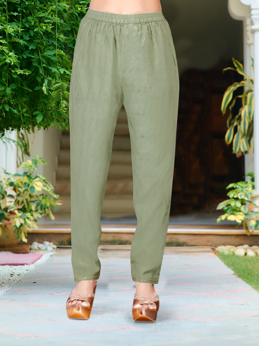Green Hand Embroidered Pure Silk Kurta Set with Printed Dupatta