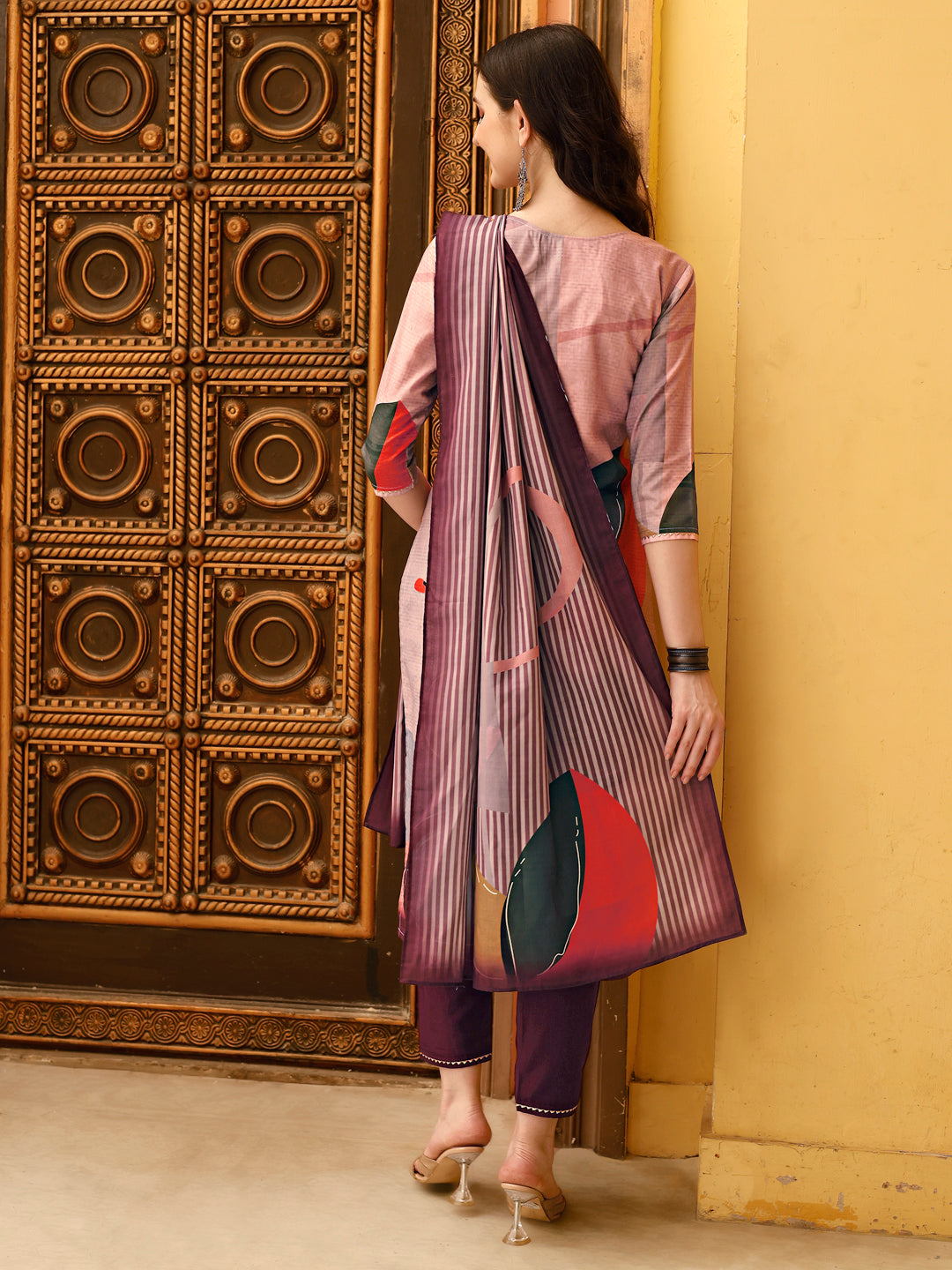 Multicolor Floral Printed Rayon Kurta Set with Embroidery