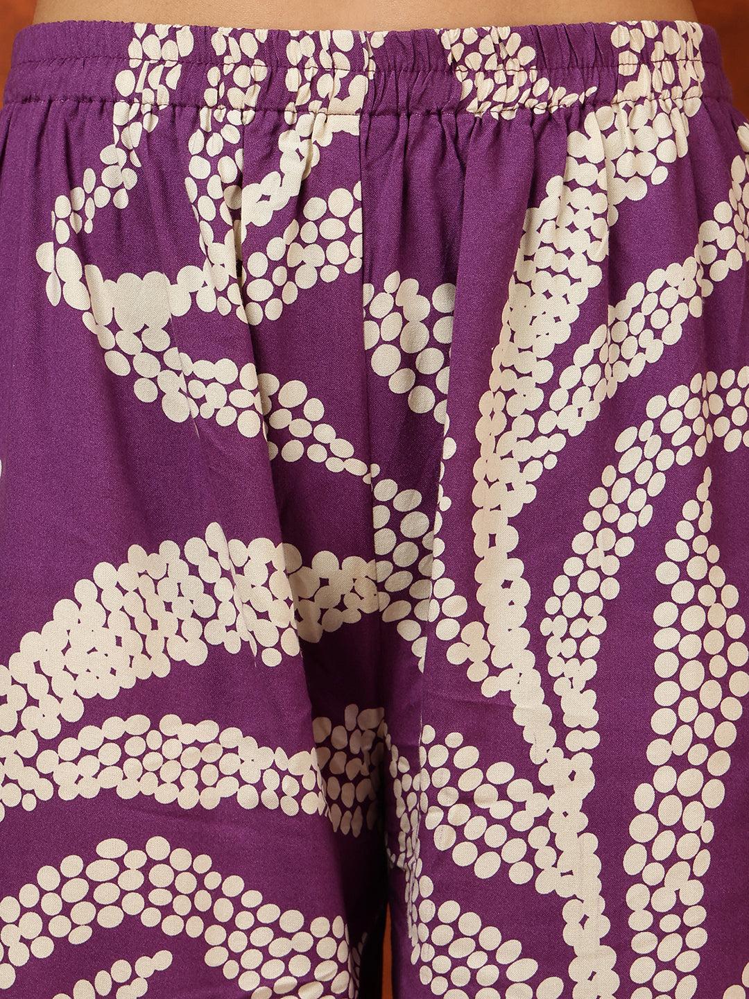 Purple Botanical Printed Kurta with Palazzo Pants Set