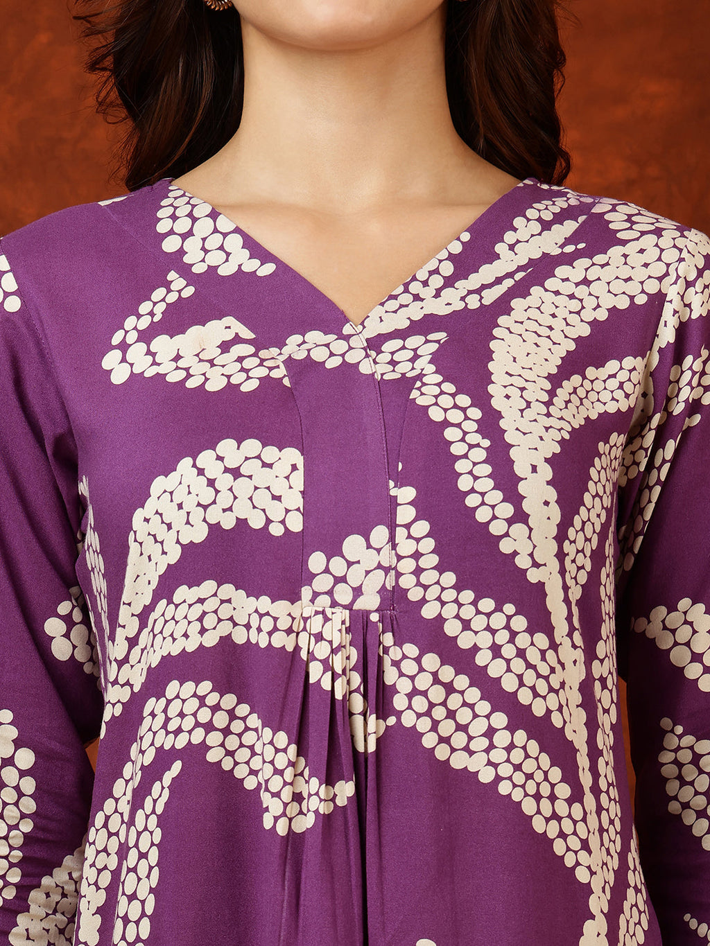 Purple Botanical Printed Kurta with Palazzo Pants Set
