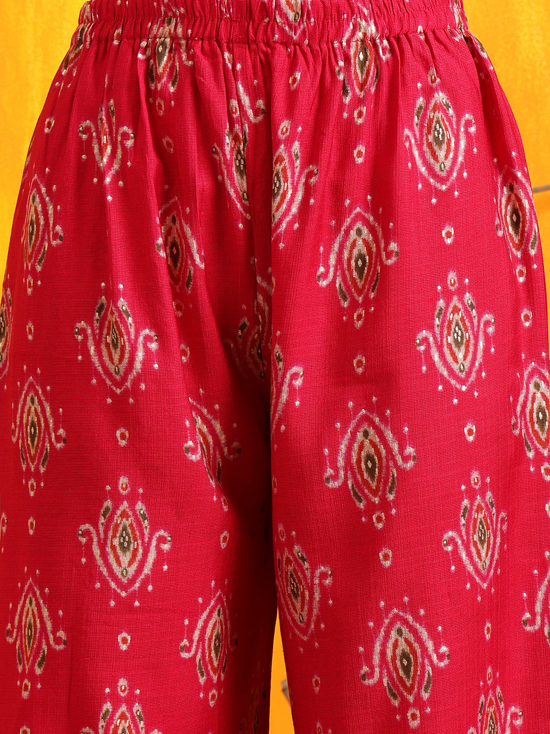 Pink Ethnic Motifs Silk-Blend Kurta With Palazzo Set