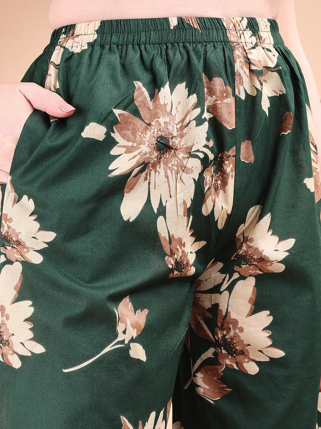 Embroidered and Printed Green Kurta Set with Palazzo