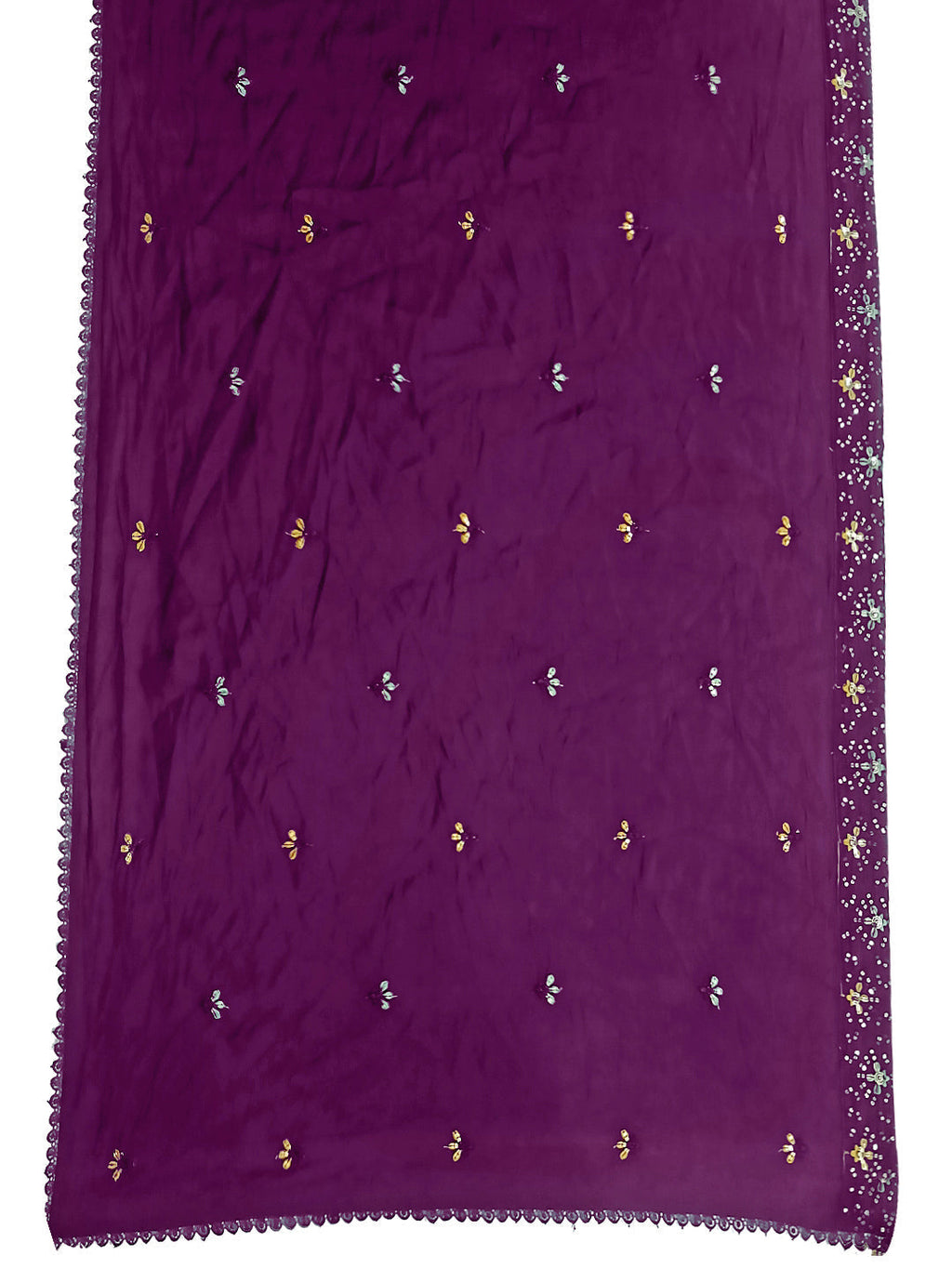 Purple Embroidered Chanderi Kurta Set with Dupatta