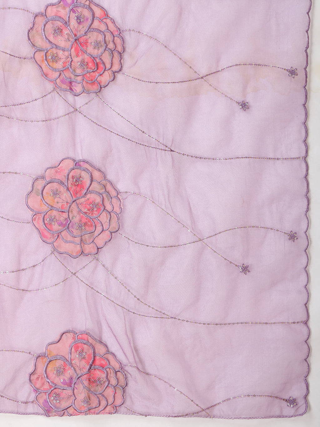Lavender Embroidered Chanderi Kurta Set with Pant and Dupatta