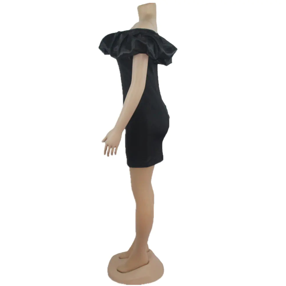 ZL1922 Women's Sexy Club Bubble Collar Dress