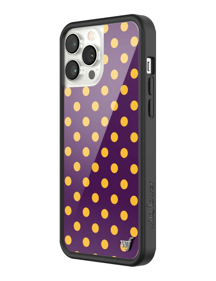 Polka Dot Purple and Yellow iPhone Case with Protective Bumper - Image 40