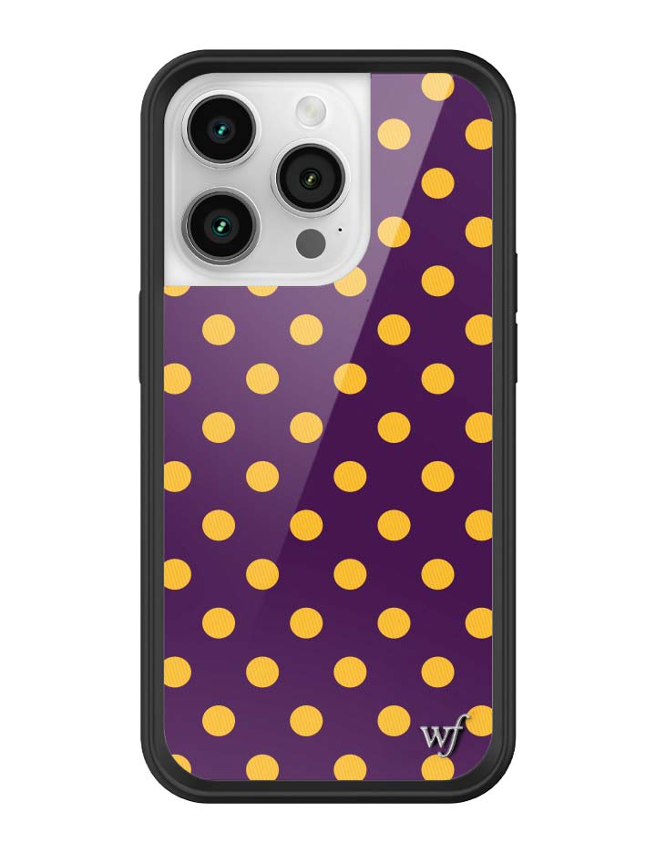 Polka Dot Purple and Yellow iPhone Case with Protective Bumper - Image 35