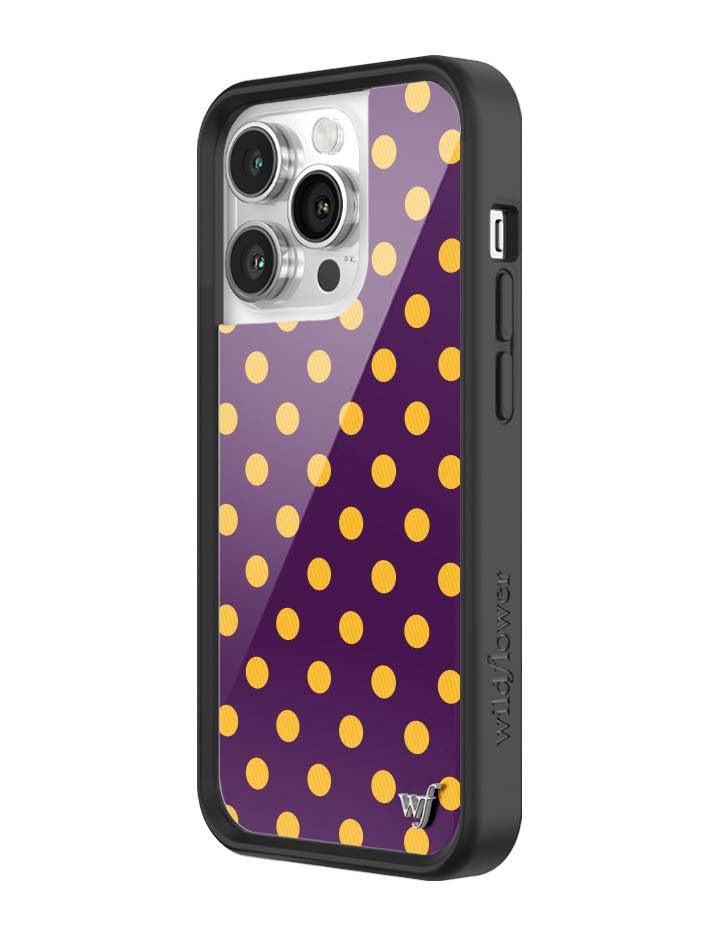 Polka Dot Purple and Yellow iPhone Case with Protective Bumper - Image 36